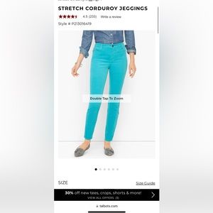 Talbots Blue Corduroy Jegging - Size 6